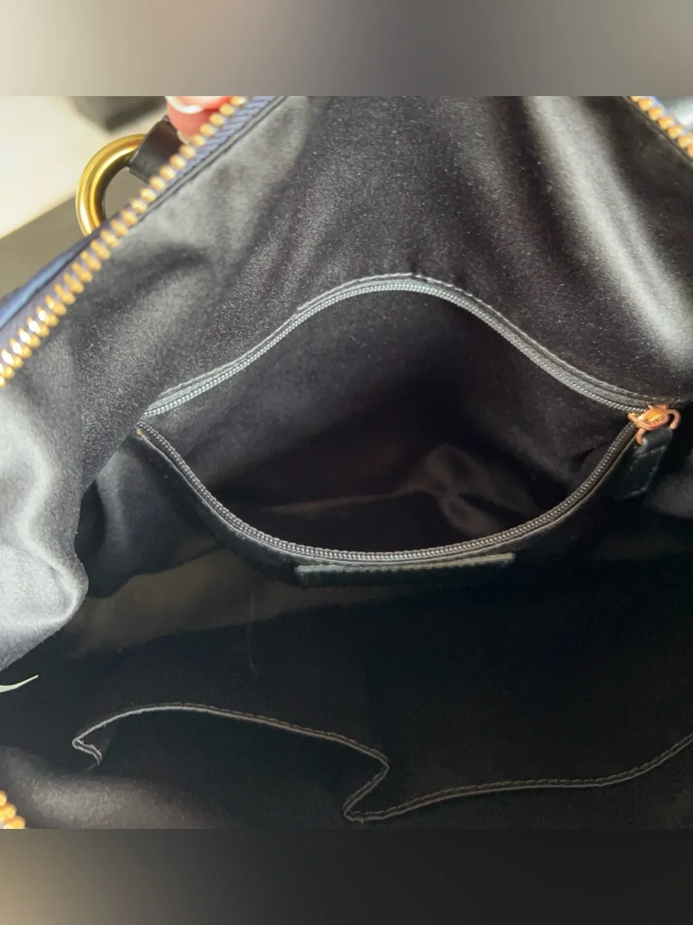 Coach Campbell Signature Metallic Satchel Navy Blue Black F26246